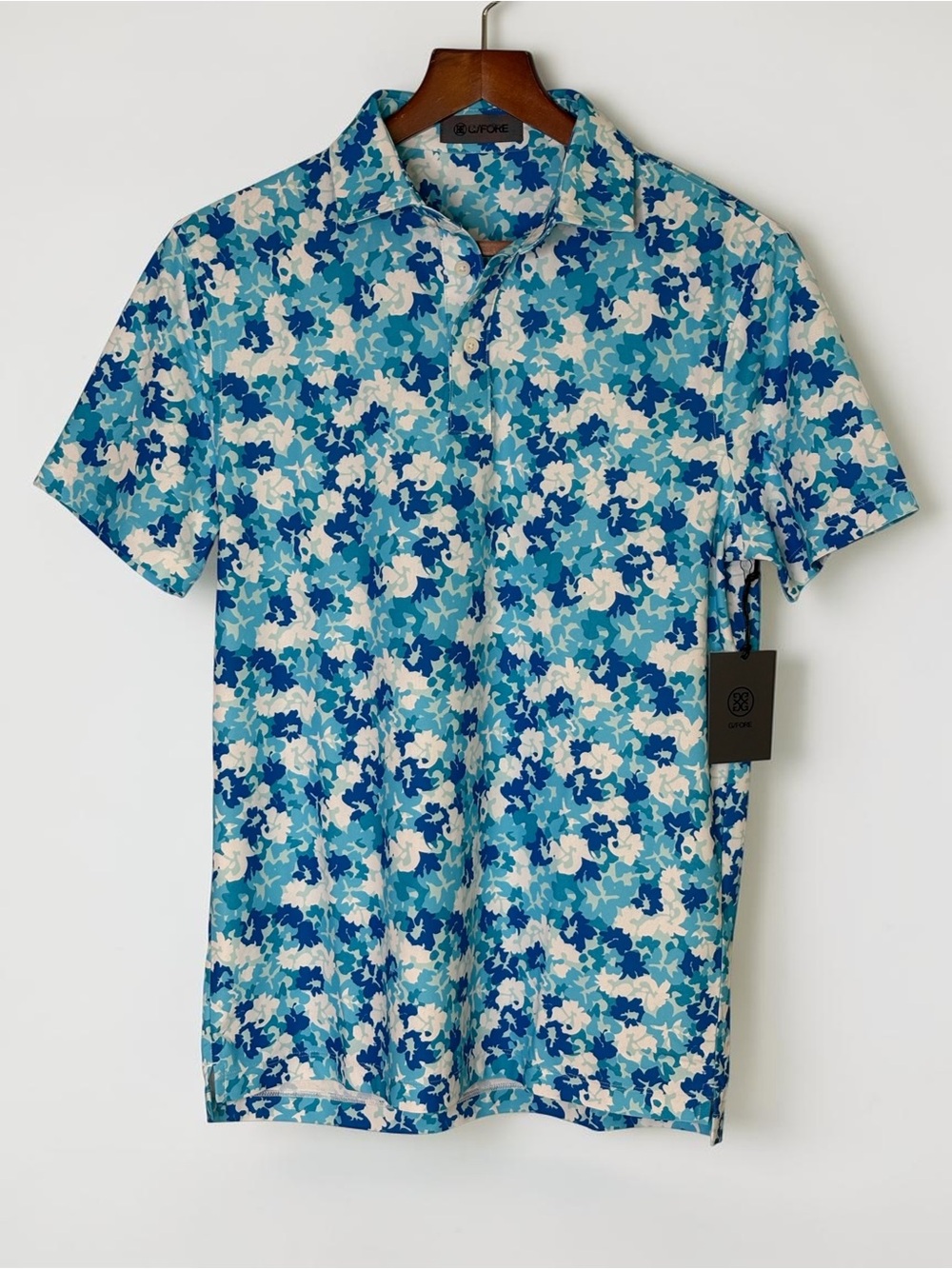 NWT G/FORE Camo Floral Tech Piqué Golf Polo Blue S - Picture 4 of 15